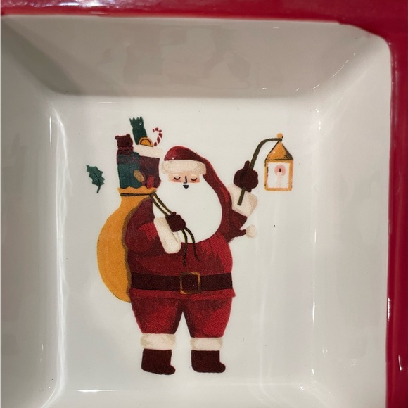 Christmas Platter Holiday Ceramic Triple Tray for Dip, Appetizers, Candy & More - Picture 4 of 8